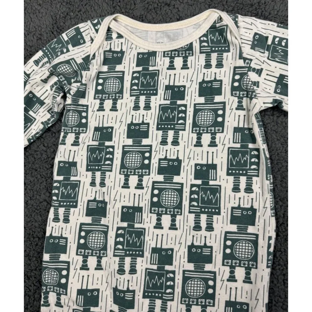 Winter Water Factory One Piece Long Outfit Romper 18m 18 Green Robot USA Organic - Picture 4 of 6